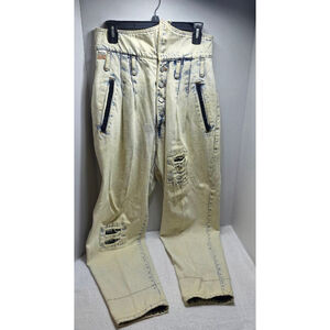 Vtg Women's STINGRAY Light Wash Ripped Jeans Lace Cuffs, Size 15/16 Distressed